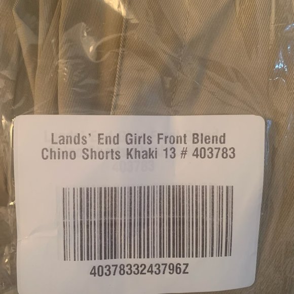 NWT LANDS' END GIRLS PLAIN FRONT BLEND CHINO SHORTS KHAKI 5, 13, 14S (SLIM) - Picture 8 of 15
